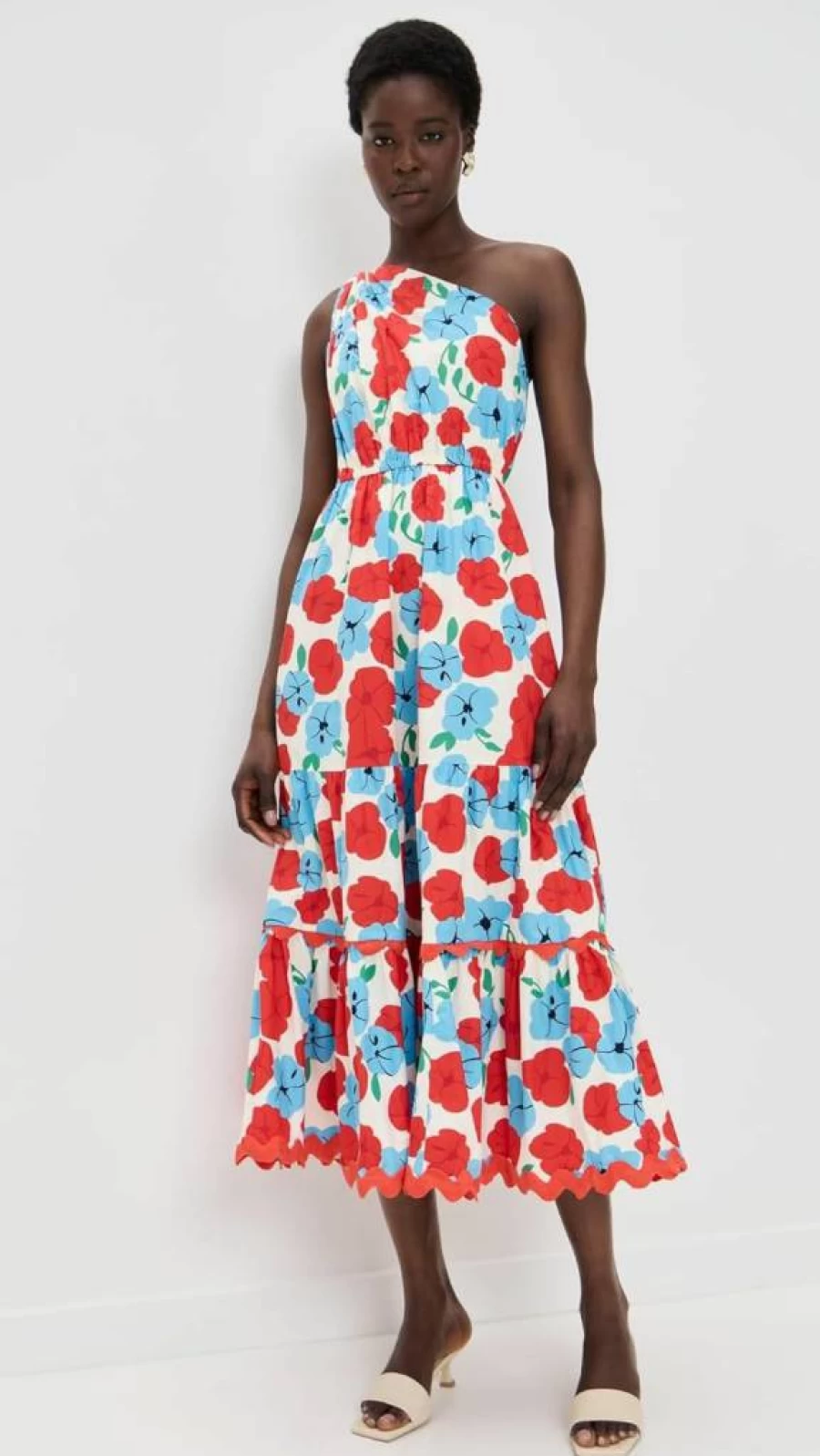 English Factory Women's Floral One-Shoulder Ruffled Long Dress - Elegant Summer Maxi Dress