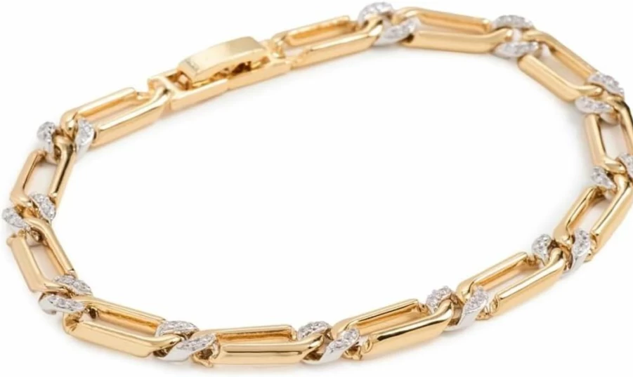 LUV AJ Women's Two-Tone Pave Link Bracelet - Gold & Silver Chain Bracelet with Cubic Zirconia