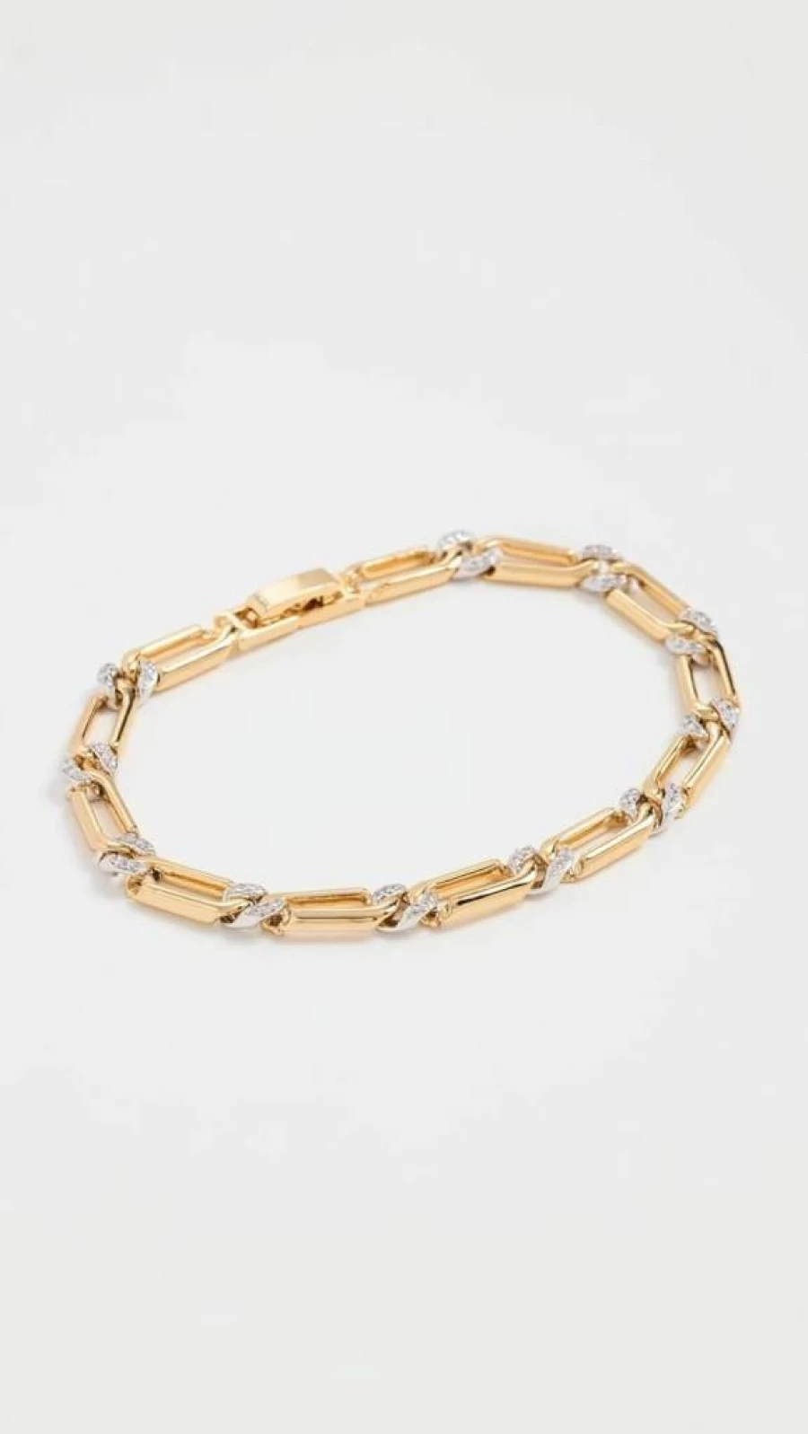 LUV AJ Women's Two-Tone Pave Link Bracelet - Gold & Silver Chain Bracelet with Cubic Zirconia