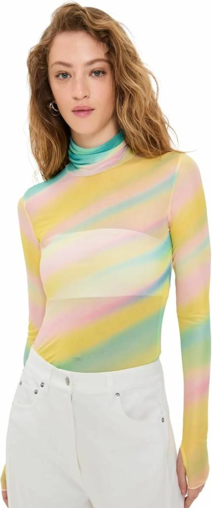 AFRM Women's Zadie Turtleneck Mesh Top - Stylish Knit Sweater for Women