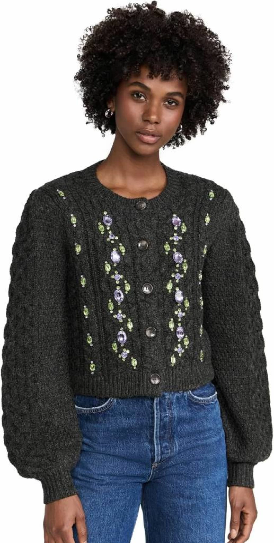 Cinq a Sept Joelle Embellished Knit Cardigan for Women - Cable Detailing & Stylish Design