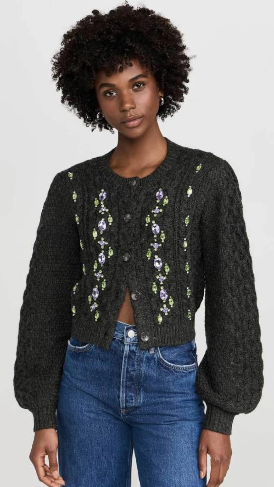 Cinq a Sept Joelle Embellished Knit Cardigan for Women - Cable Detailing & Stylish Design
