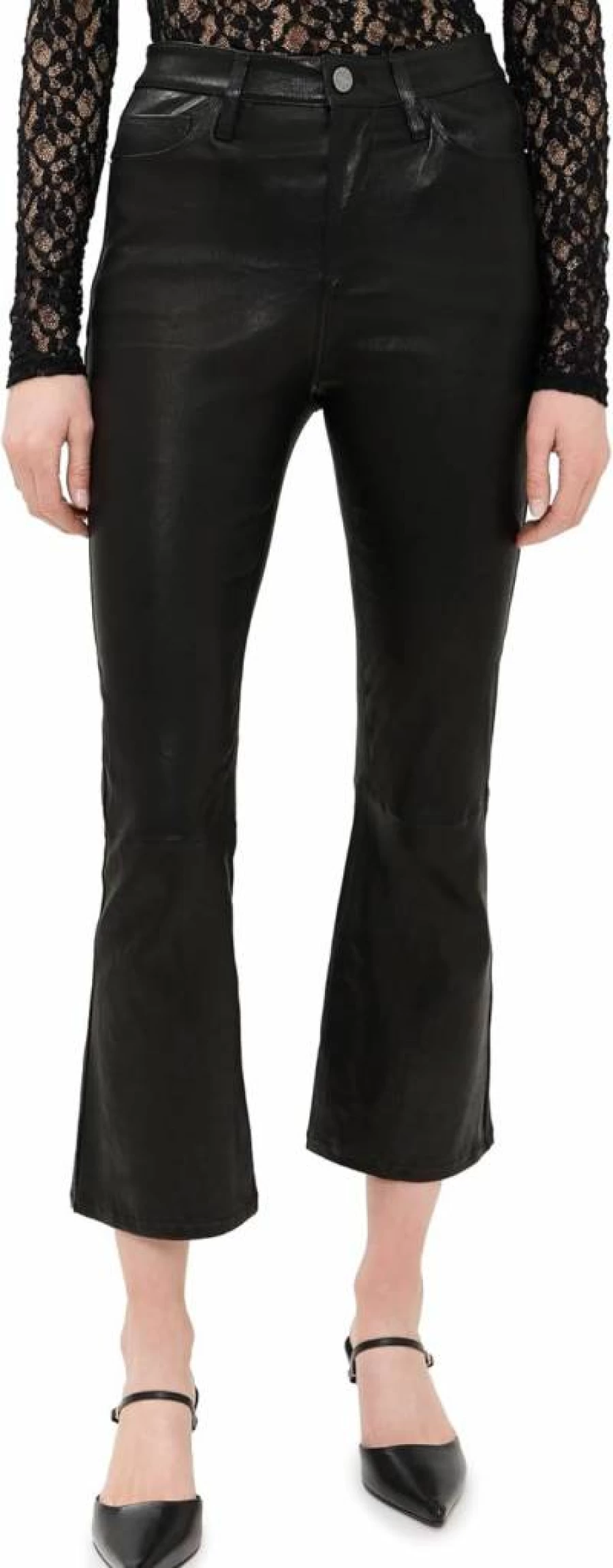 FRAME Women's Leather Cropped Mini Boot Pants - High-Waisted Faux Leather Leggings