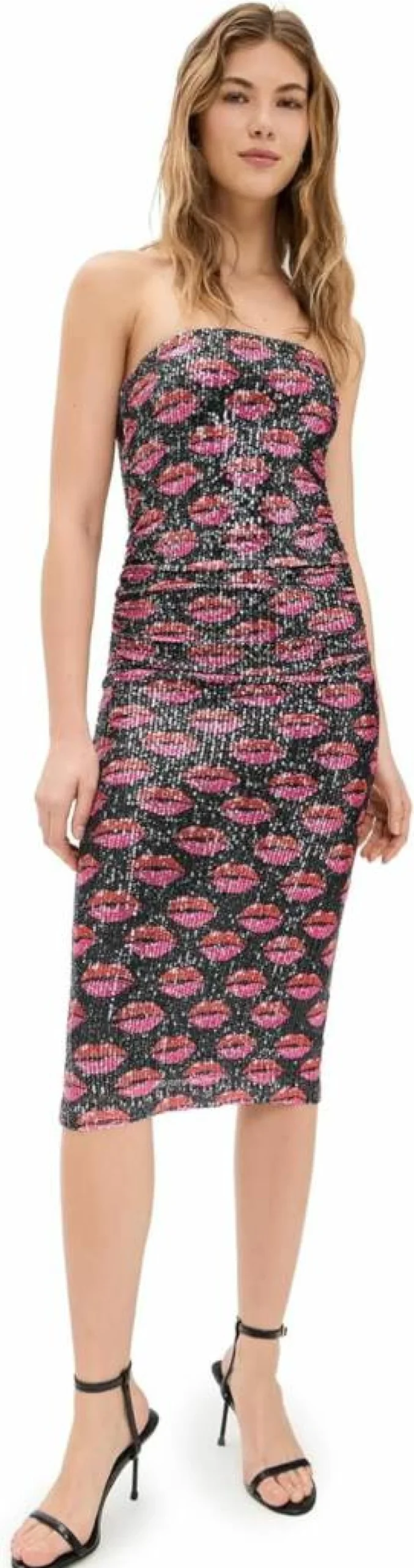 Le Superbe Women's Sparkling Sequin Lip Mini Dress for Evening Parties