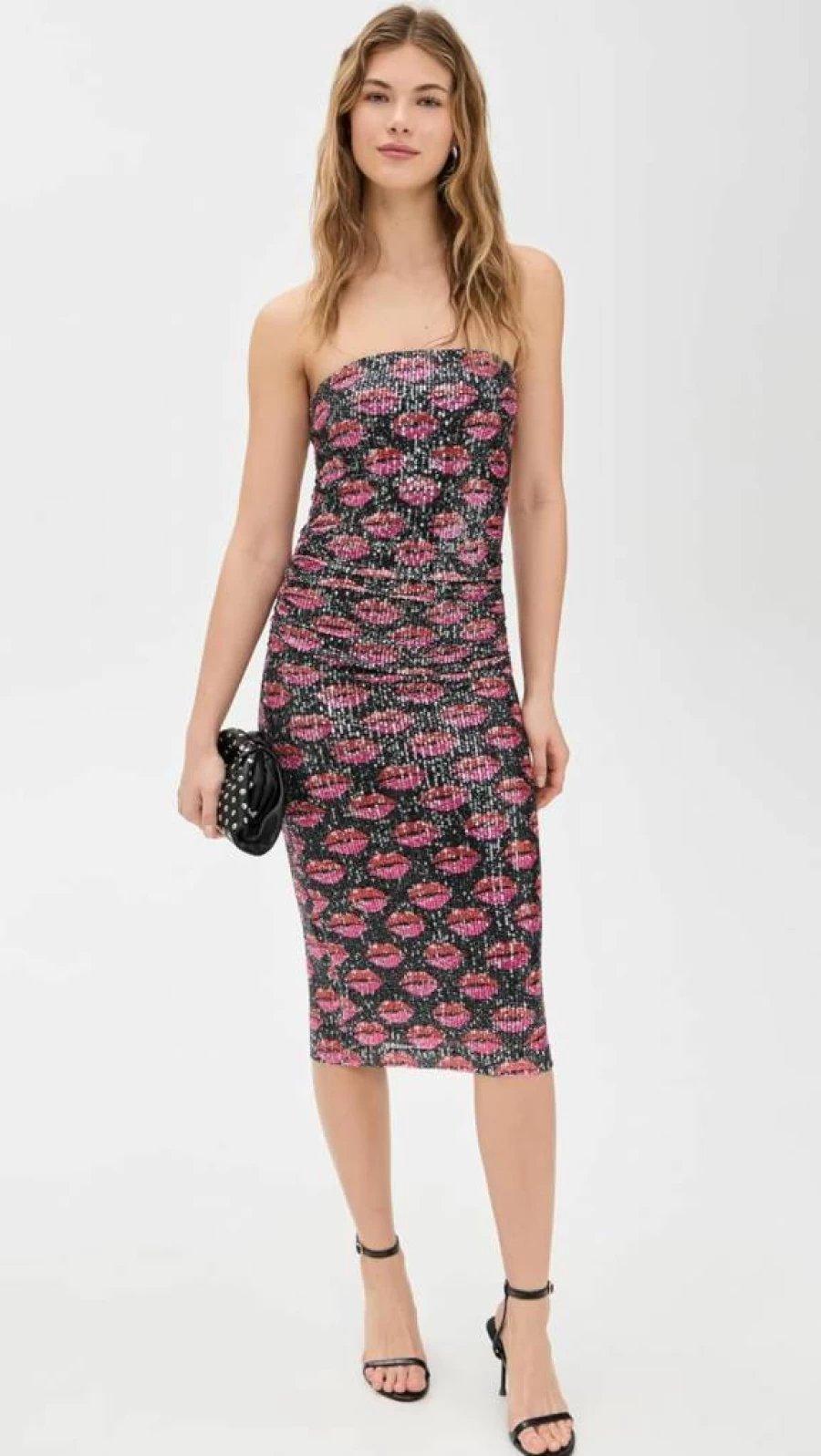 Le Superbe Women's Sparkling Sequin Lip Mini Dress for Evening Parties