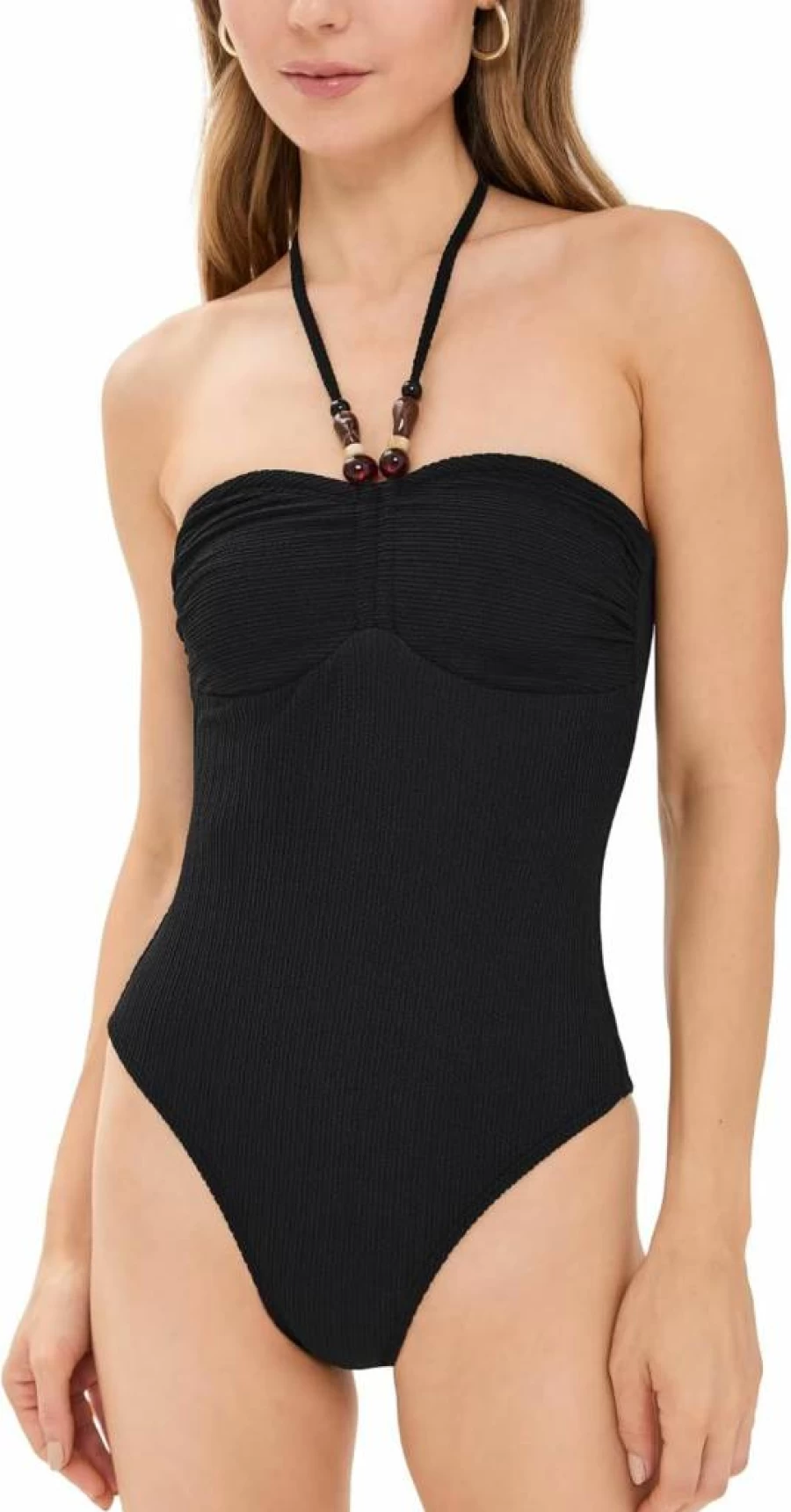 Shoshanna Women's Beaded Black Textured Cinched Waist Jumpsuit One-Piece