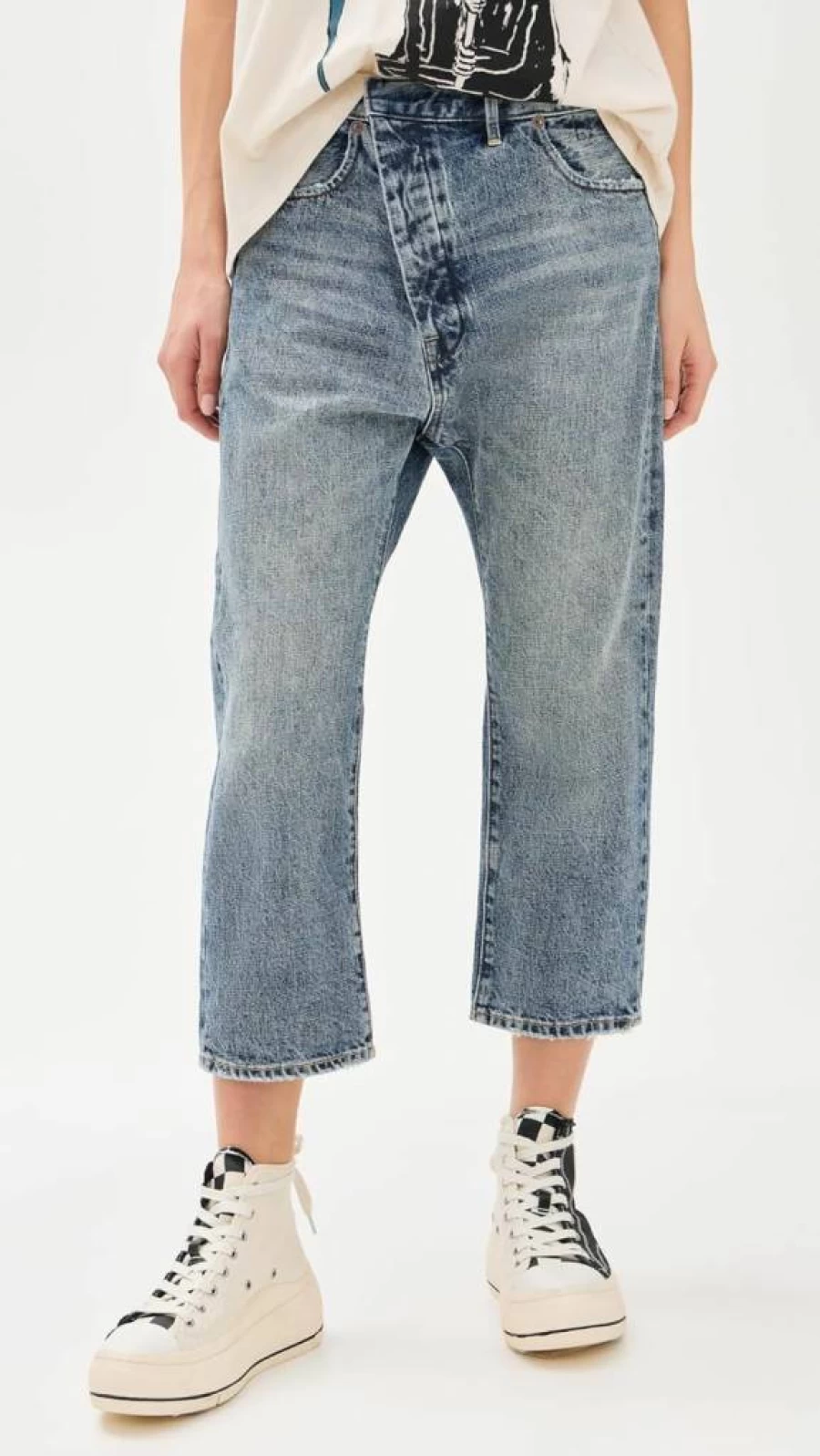 R13 Women's Exene High-Rise Distressed Skinny Jeans - Vintage Blue Denim with Ripped Details