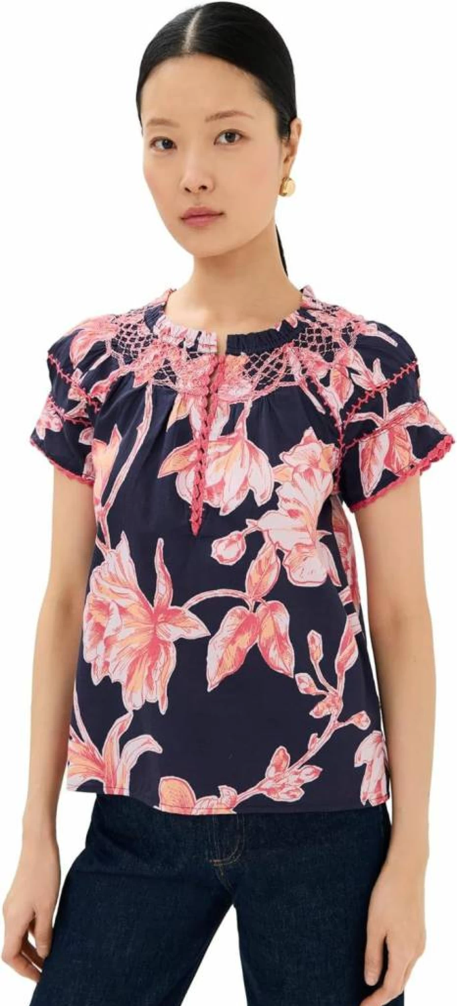 Figue Women's Rosie Top - Elegant Floral Print Blouse for Summer Fashion