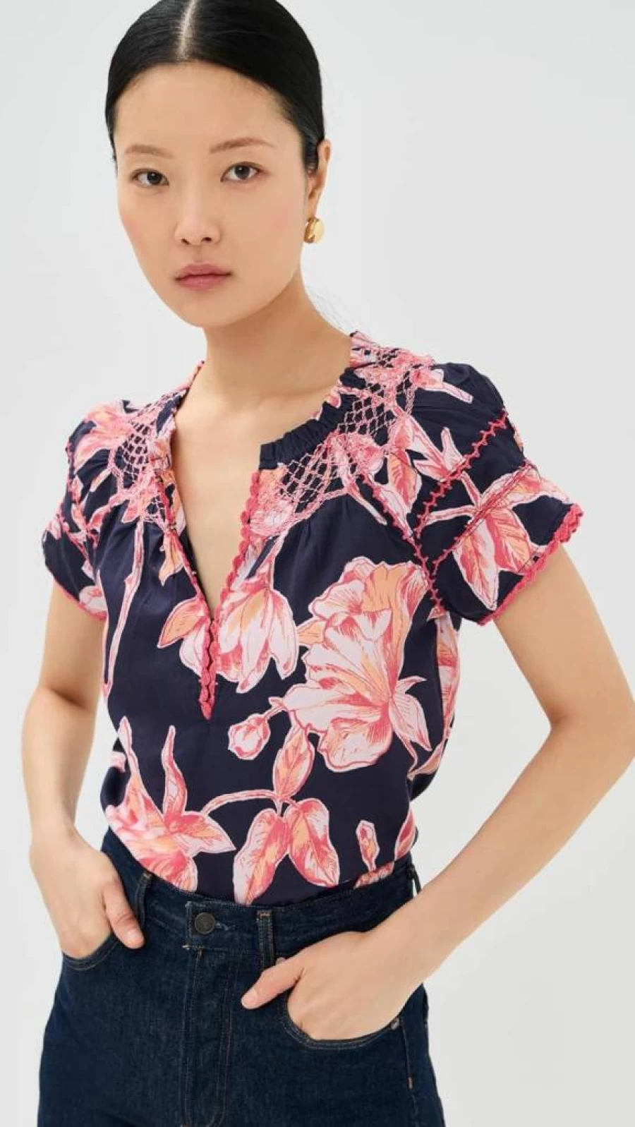 Figue Women's Rosie Top - Elegant Floral Print Blouse for Summer Fashion