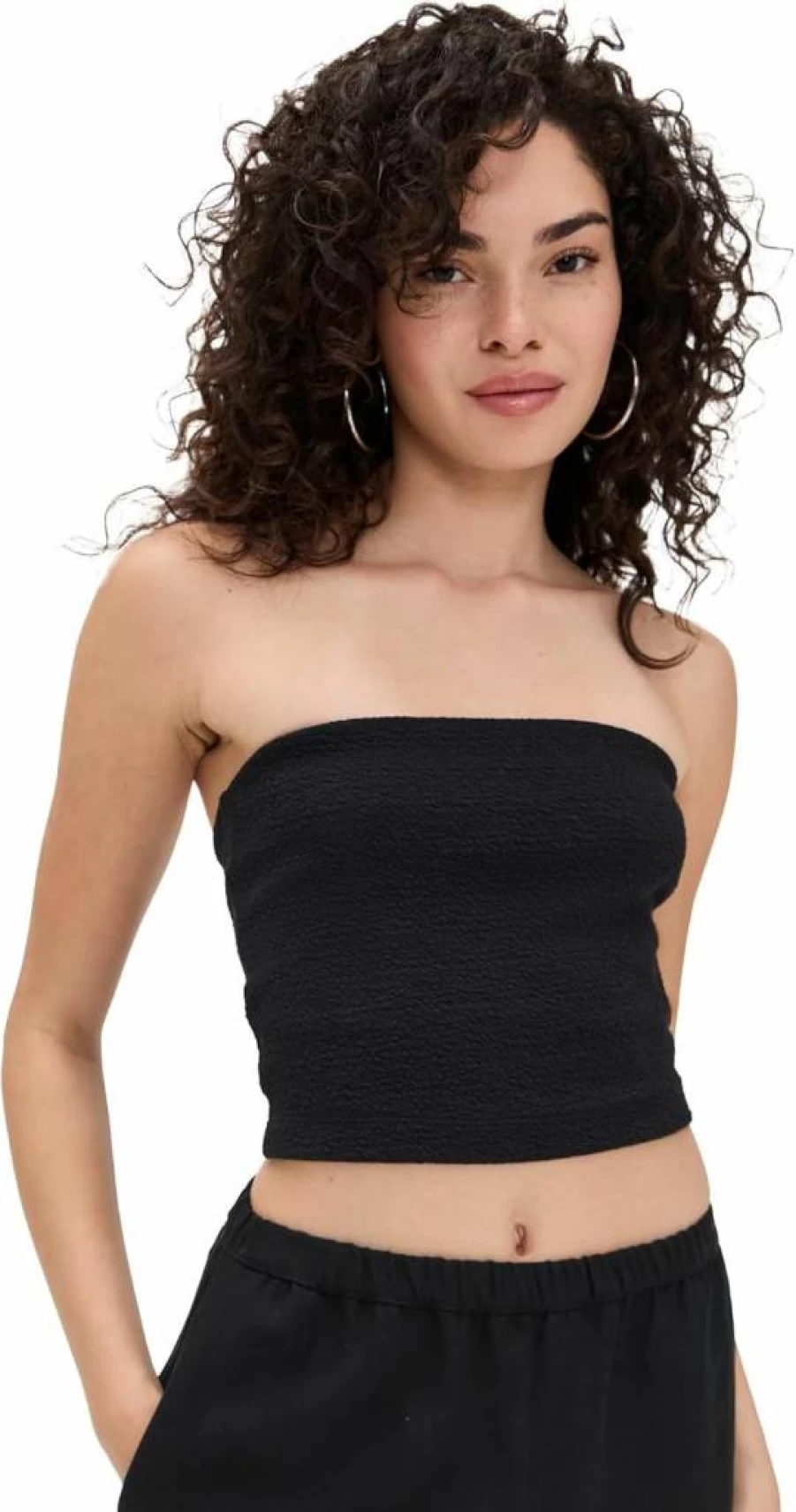 Enza Costa Women's Jacquard Bandeau Top - Floral Pattern Stretch Fit Casual Summer Blouse