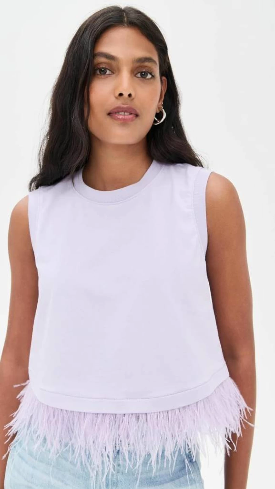 Cinq a Sept Women's Cropped Feather Print T-Shirt | Stylish Short Top