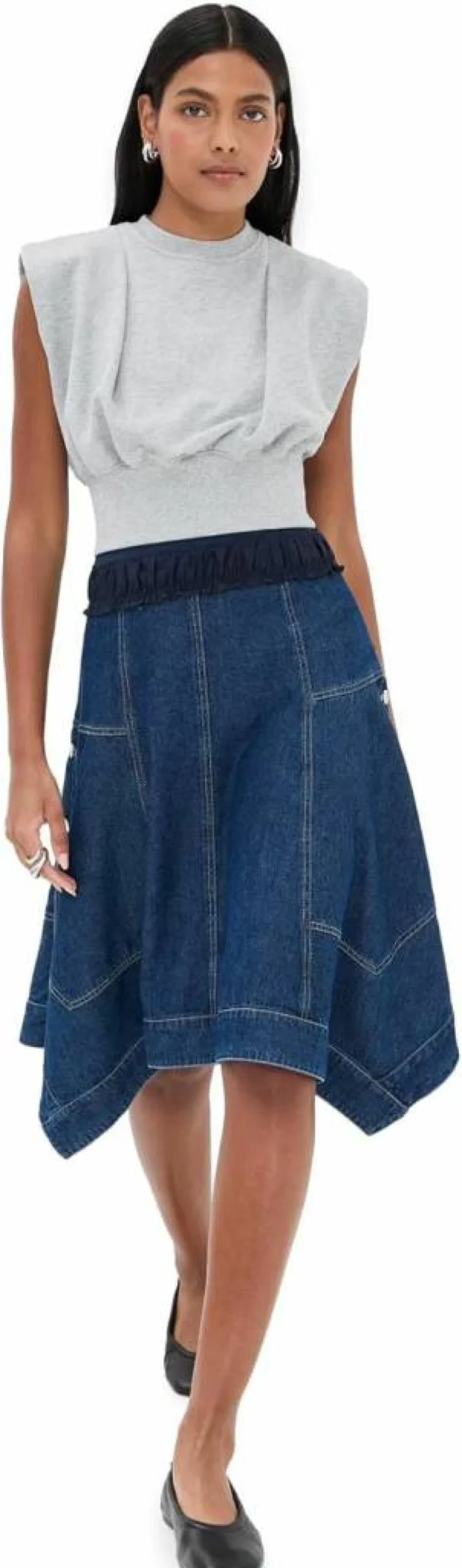 3.1 Phillip Lim Women's Denim and French Terry Blend Dress - Stylish Casual Comfort