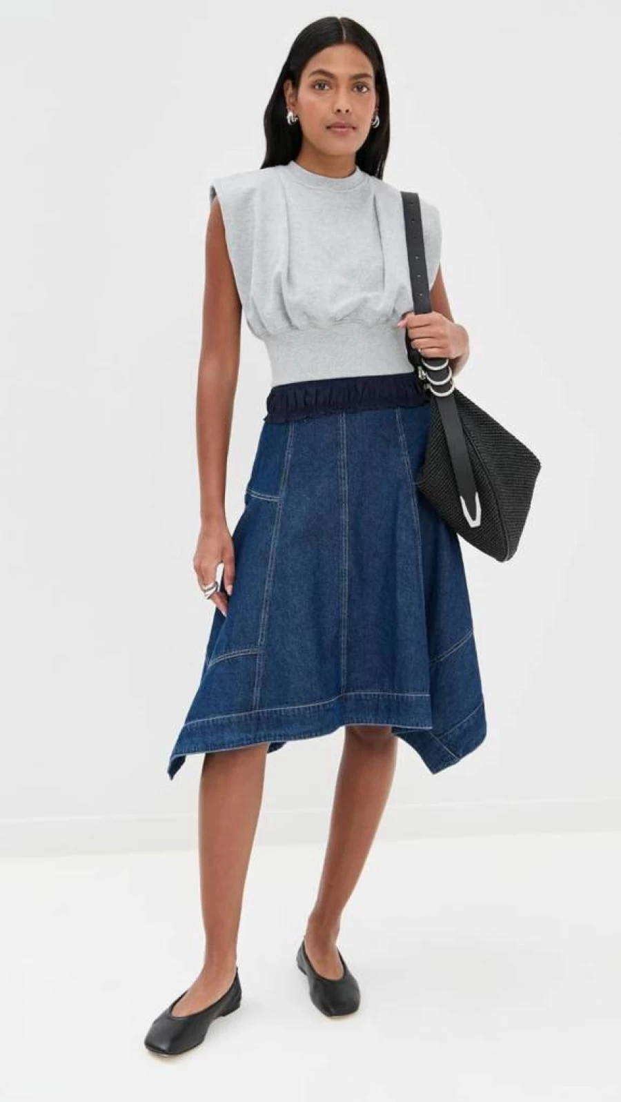 3.1 Phillip Lim Women's Denim and French Terry Blend Dress - Stylish Casual Comfort
