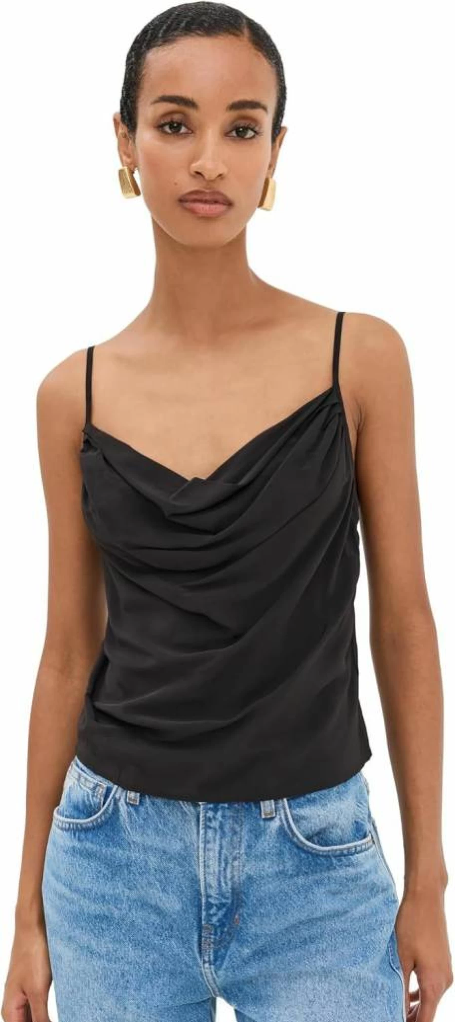 Good American Women's Chiffon Cowl Neck Camisole Top