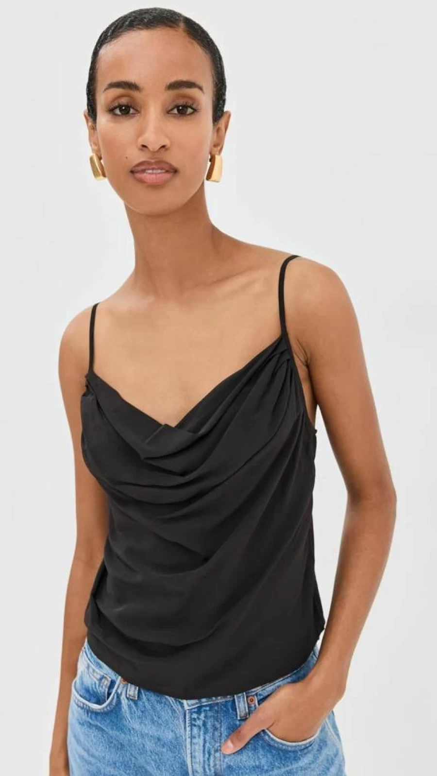 Good American Women's Chiffon Cowl Neck Camisole Top