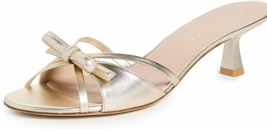 Stuart Weitzman Women's Felicity Bow Slide Sandals 50mm Heel Luxury Comfort