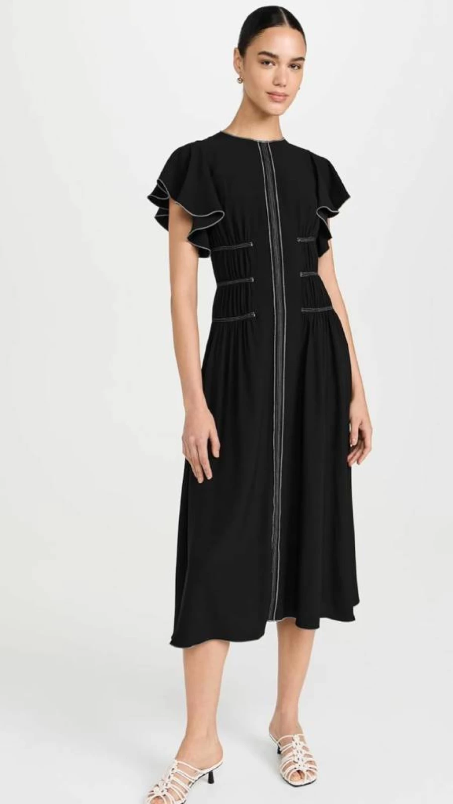 Ulla Johnson Women's Anais Dress - Floral Printed Bohemian Maxi Dress with V-Neck and Long Sleeves