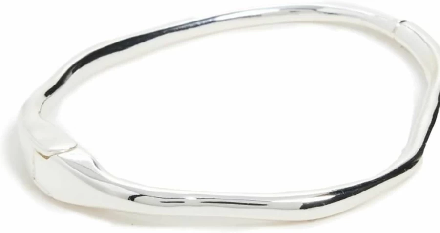 SHASHI Women's Asymmetrical Silver-Tone Cuff Bracelet - Boho Chic Adjustable Bangle for Everyday Wear