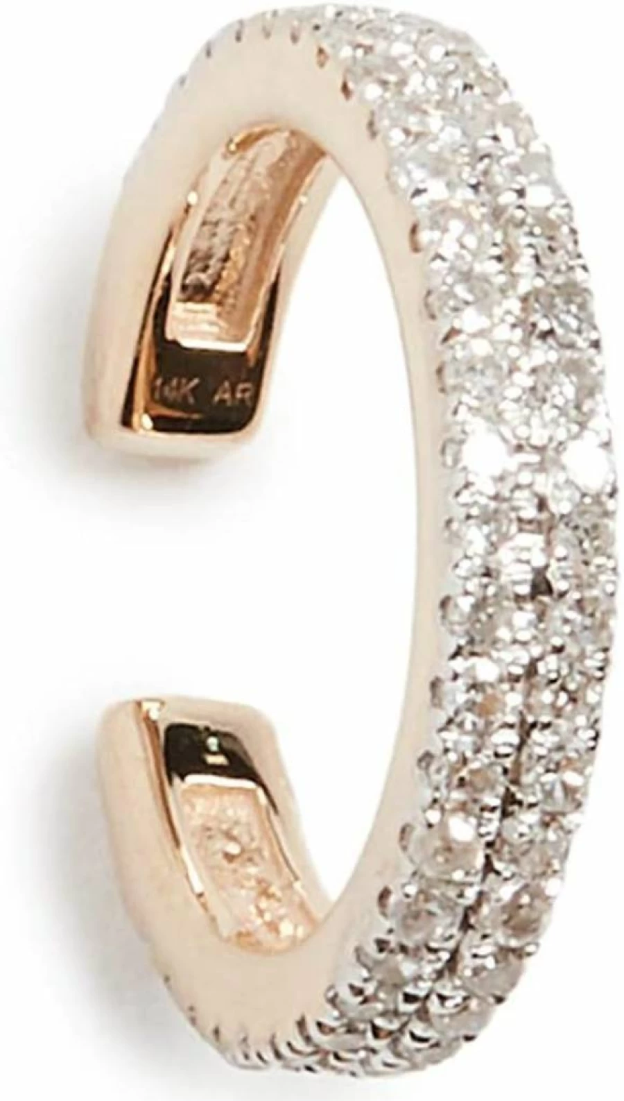 Adina Reyter 14K Gold Large Double Wide Pave Diamond Ear Cuff for Women
