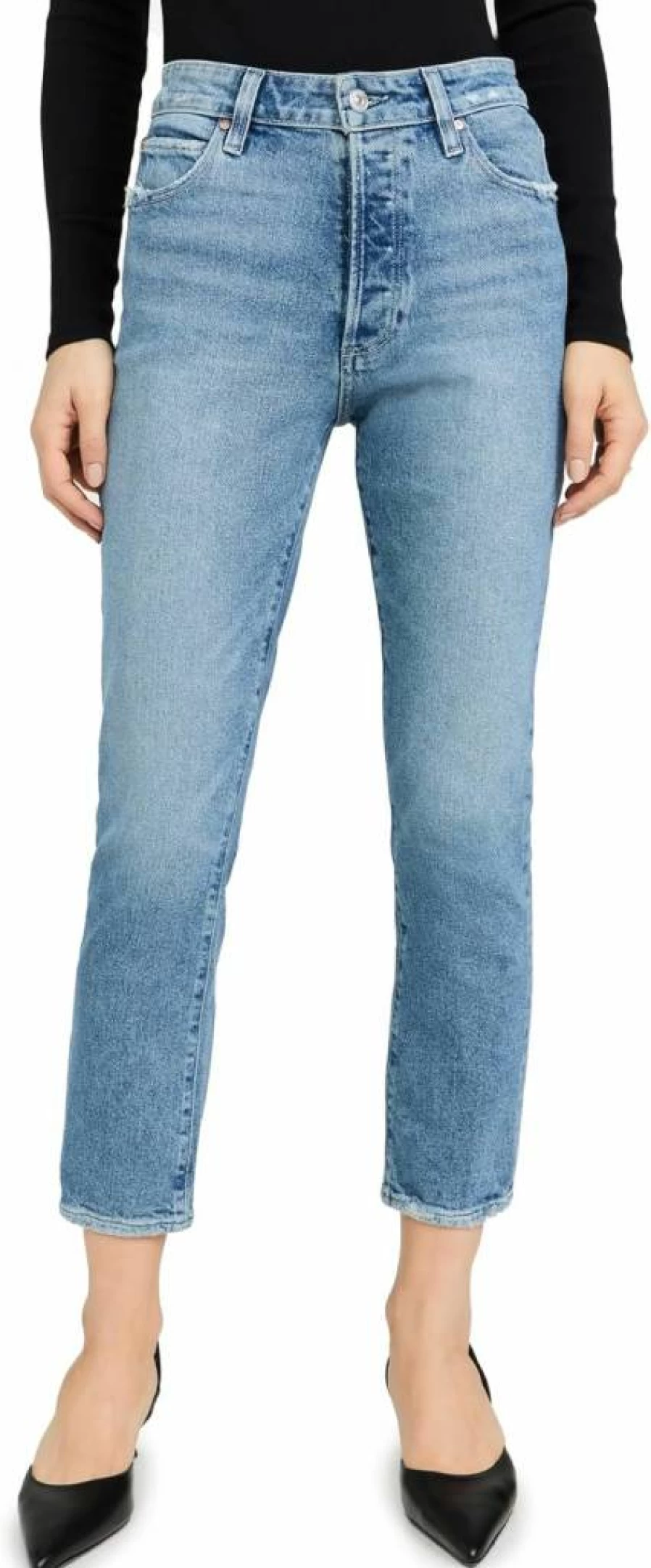 PAIGE Women's Billy High-Rise Crop Jeans - Classic Fit Distressed Denim