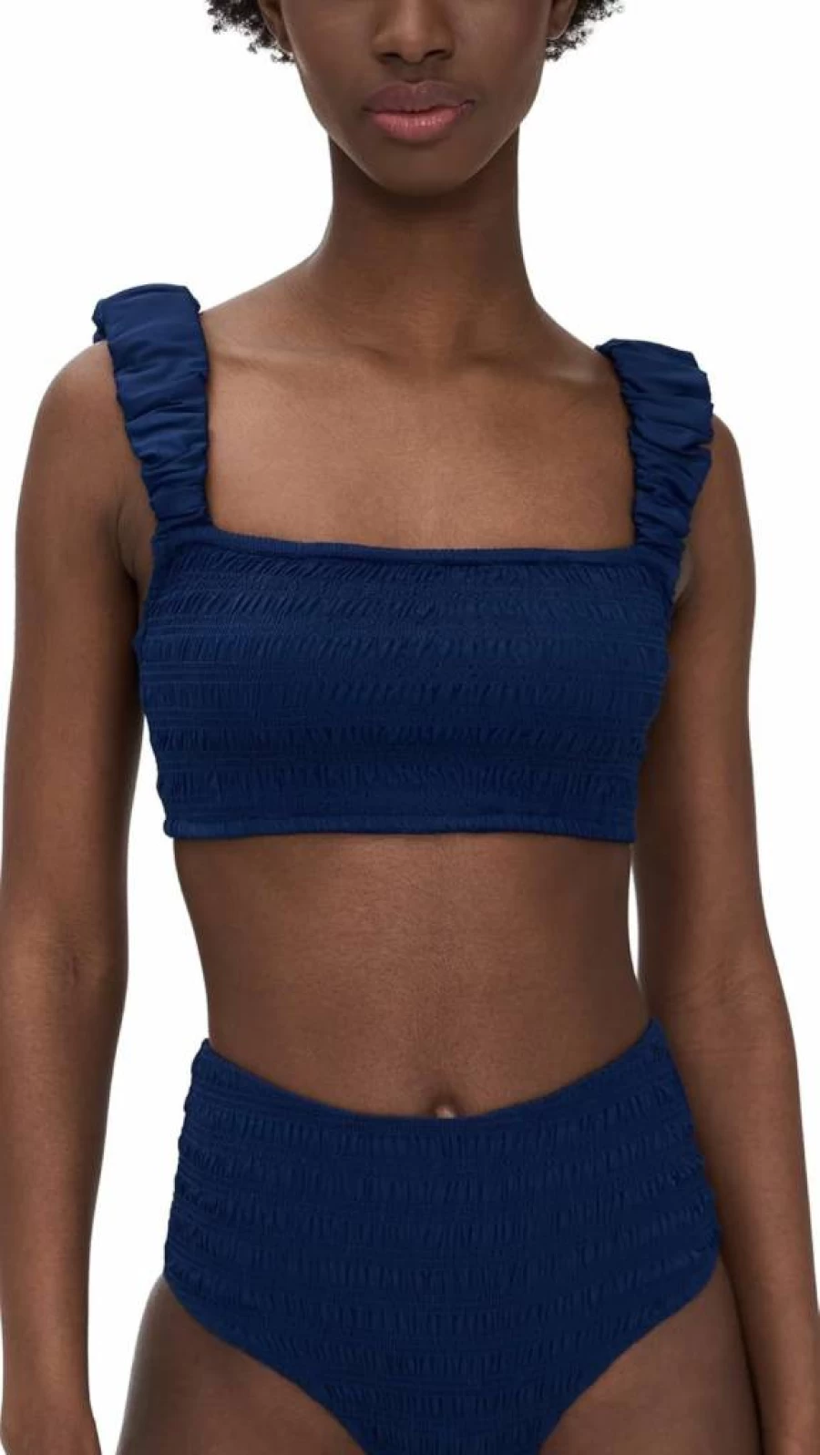 Sea Women's Shyla Solid Smocked Bikini Top - Summer Swimwear for Women