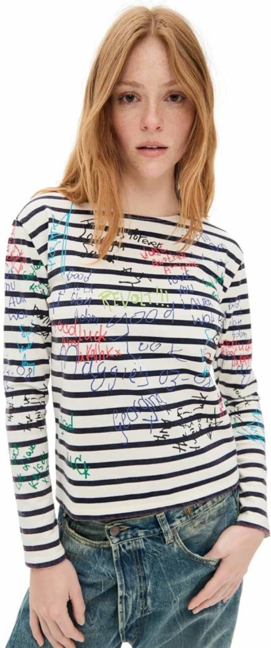 R13 Women's Long Sleeve T-Shirt - Soft Cotton Casual Tee for Year-Round Comfort
