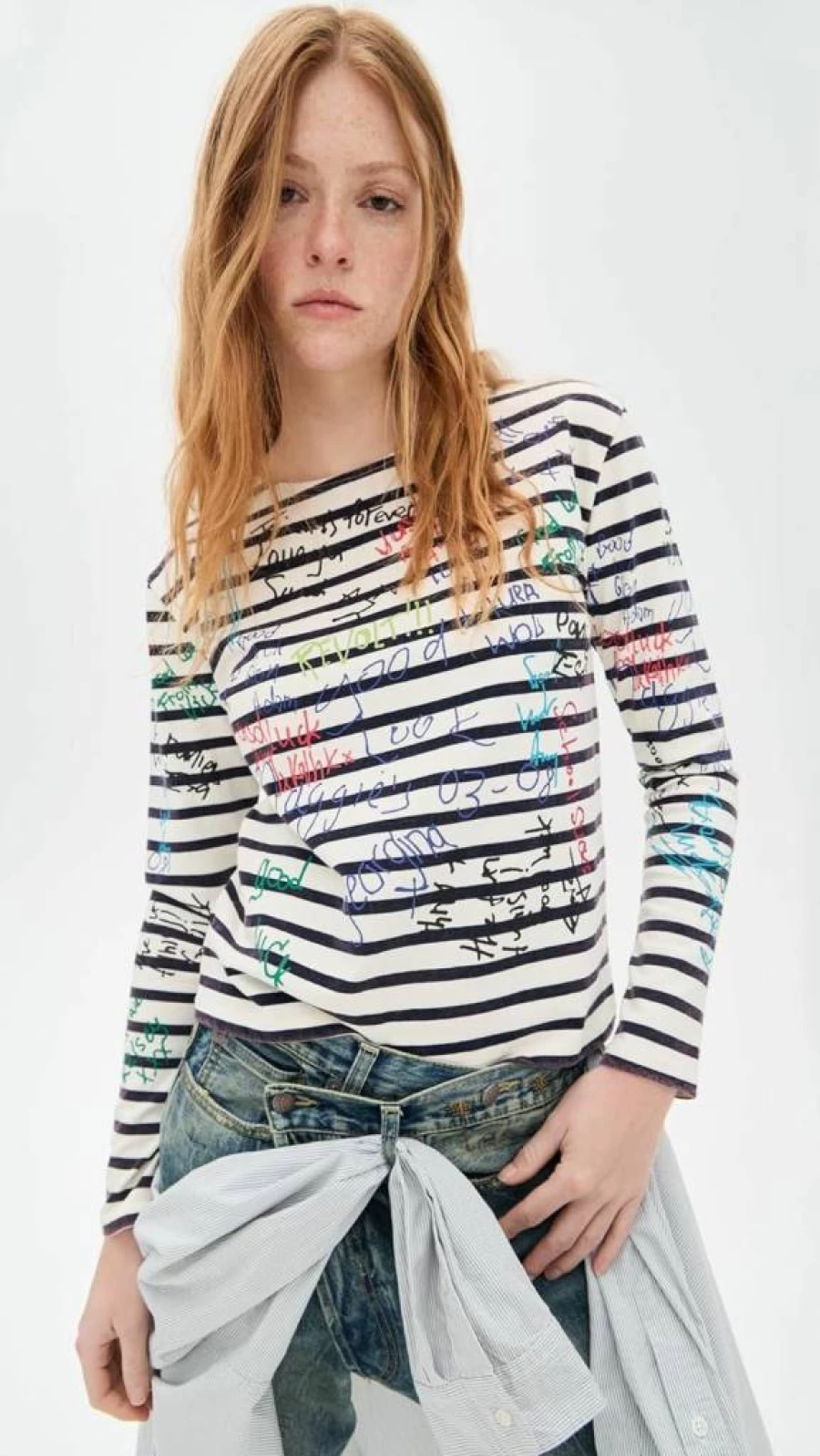 R13 Women's Long Sleeve T-Shirt - Soft Cotton Casual Tee for Year-Round Comfort