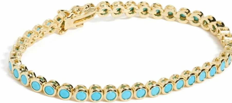 ADINA EDEN Women's Turquoise Cubic Zirconia Tennis Bracelet in Sterling Silver