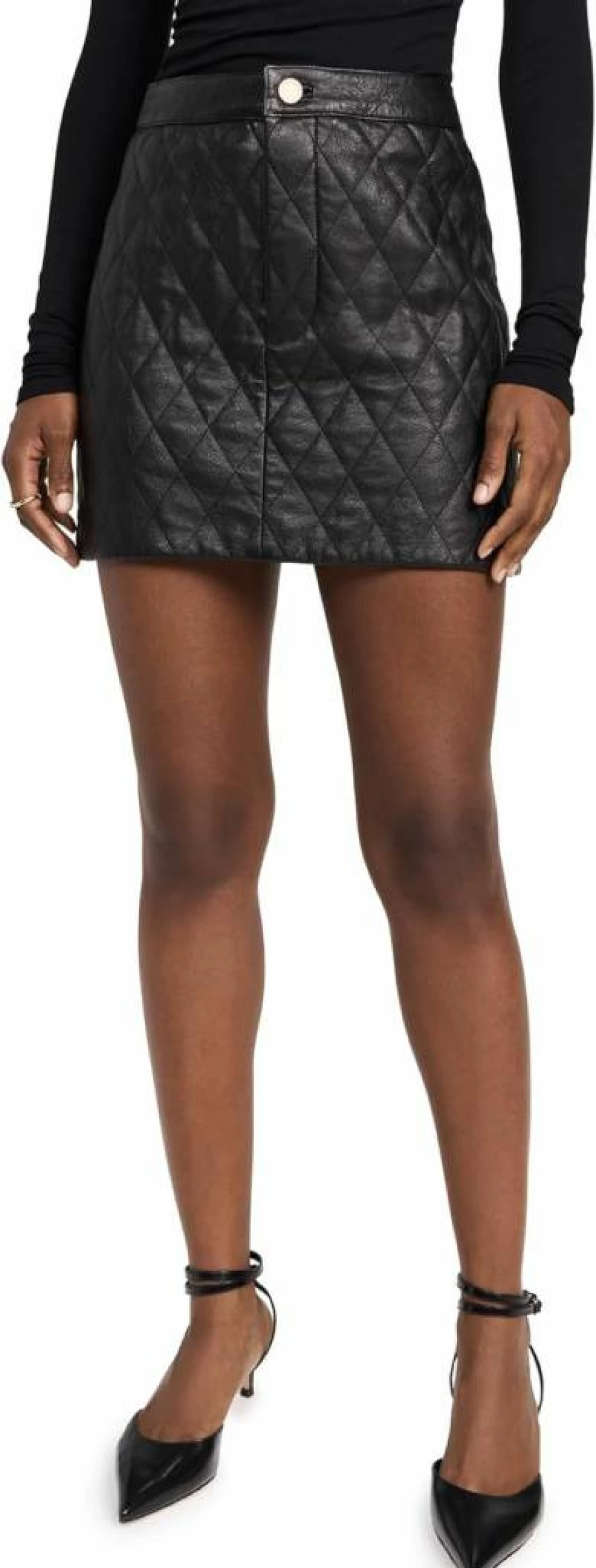 FRAME Women's Quilted Leather Skirt | High-Waisted Designer A-Line Mini Skirt