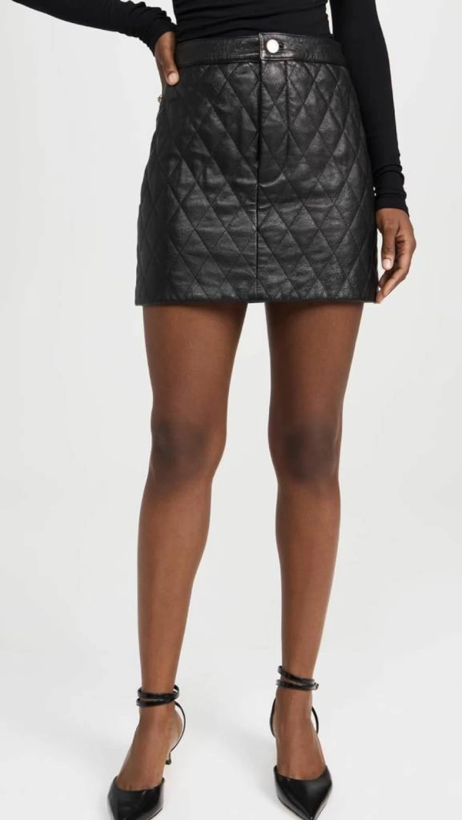 FRAME Women's Quilted Leather Skirt | High-Waisted Designer A-Line Mini Skirt