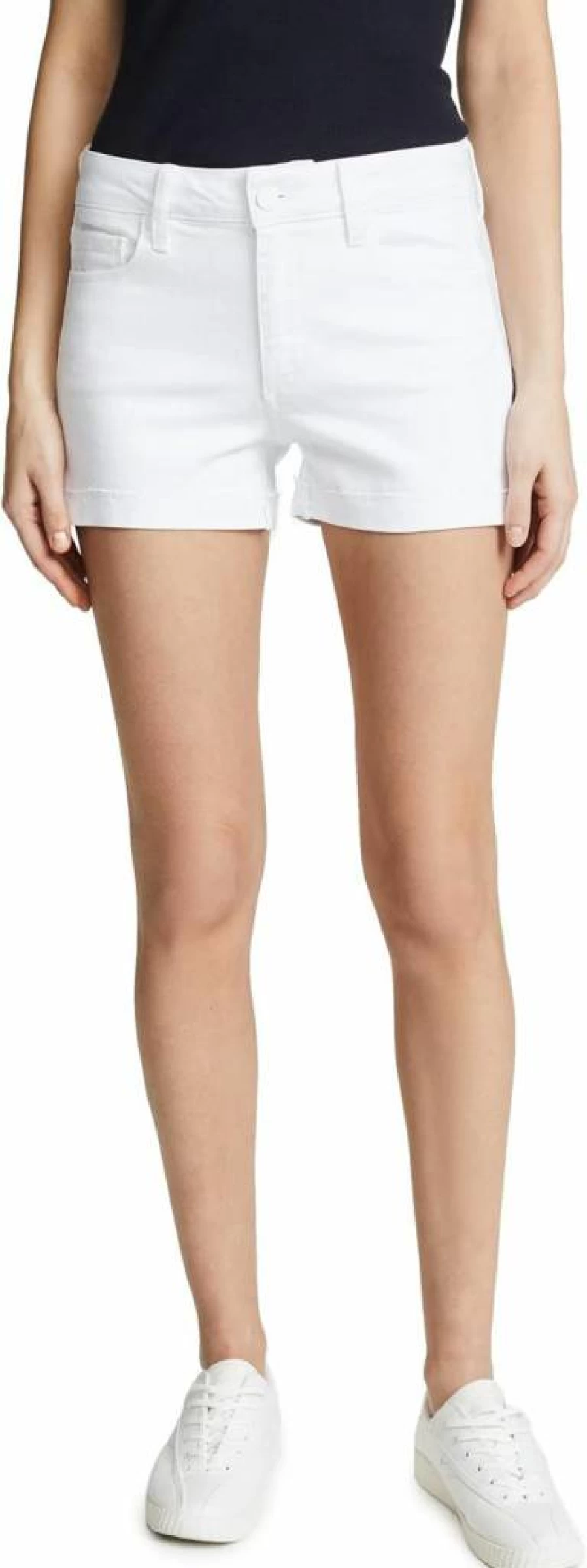 PAIGE Women's Jimmy High-Rise Denim Shorts - Classic Fit Distressed Blue Jeans Shorts