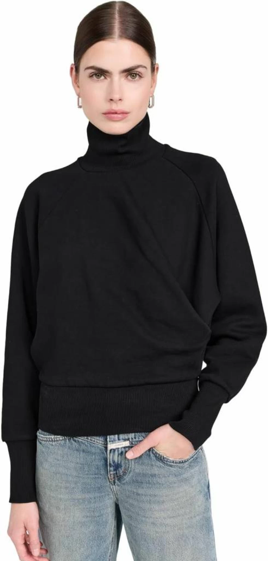 Closed Women's Draped Turtleneck Sweatshirt - Soft Casual Long Sleeve Pullover Top