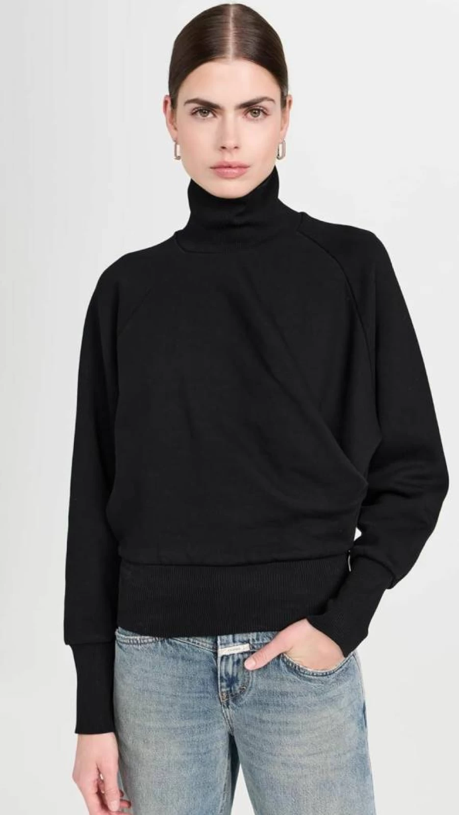 Closed Women's Draped Turtleneck Sweatshirt - Soft Casual Long Sleeve Pullover Top