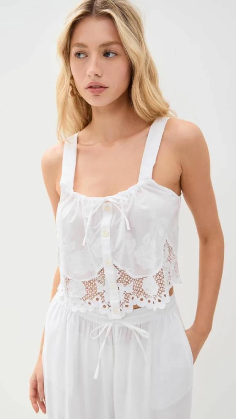 Vitamin A Women's Floral Embroidered Lace Tank Top - Boho Chic Summer Blouse