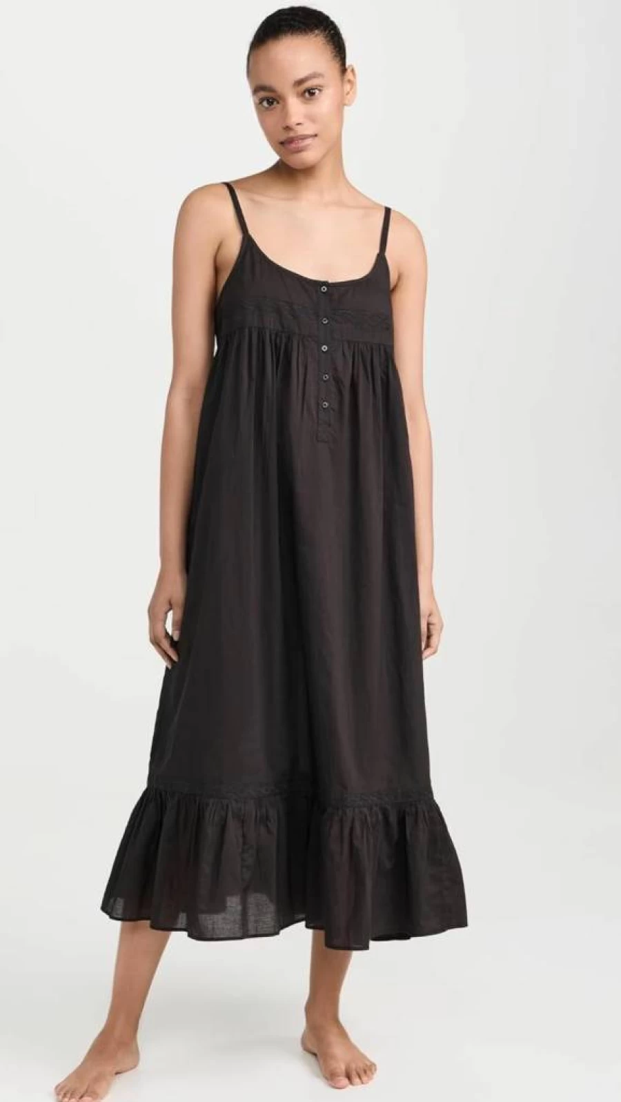The Great Women's Eyelet Ruffle Tank Night Dress - Comfortable Sleepwear