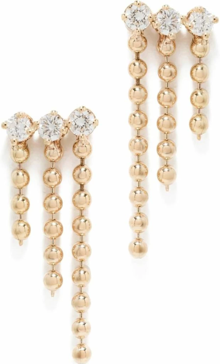ZOE CHICCO 14K Gold Diamond and Bead Waterfall Drop Earrings for Women