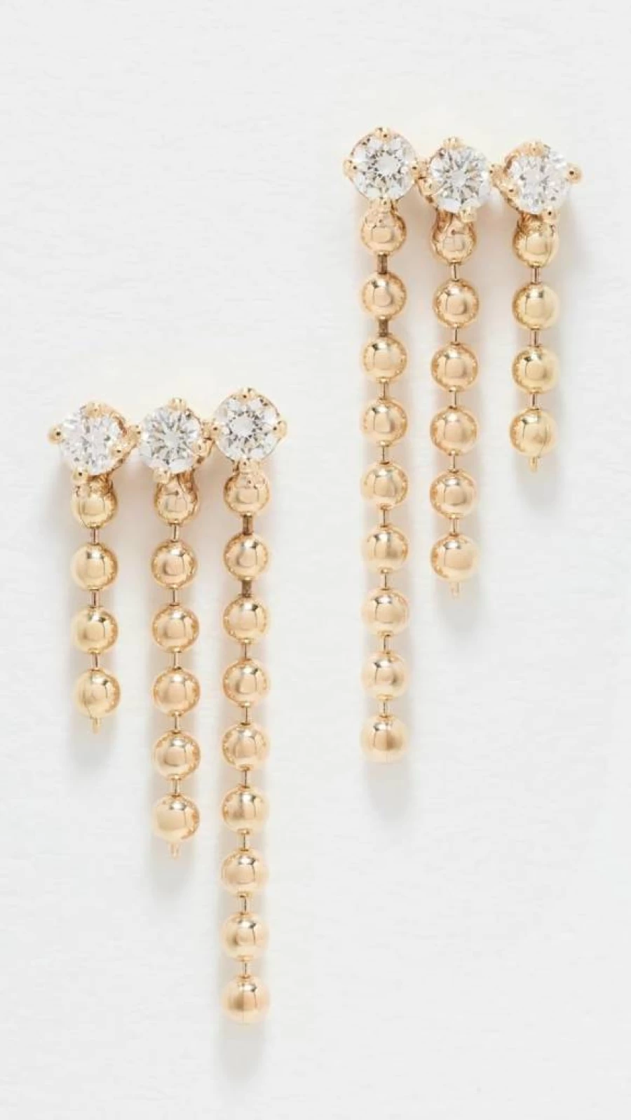 ZOE CHICCO 14K Gold Diamond and Bead Waterfall Drop Earrings for Women