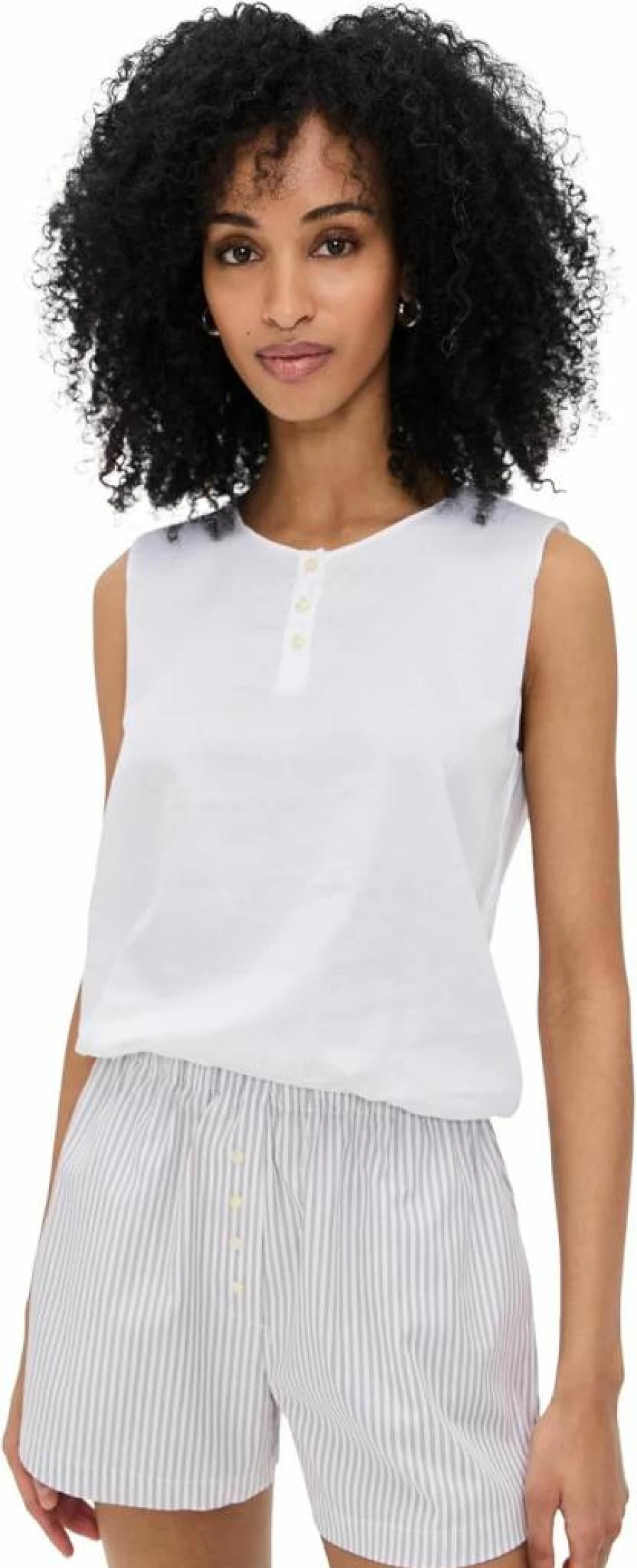 Leset Women's Yoko Sleeveless blouson top with button front