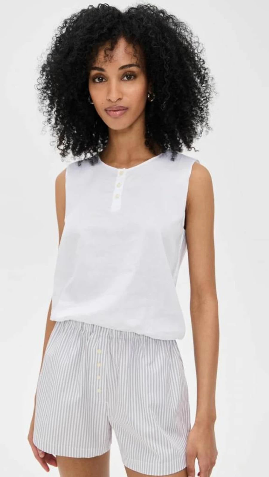 Leset Women's Yoko Sleeveless blouson top with button front