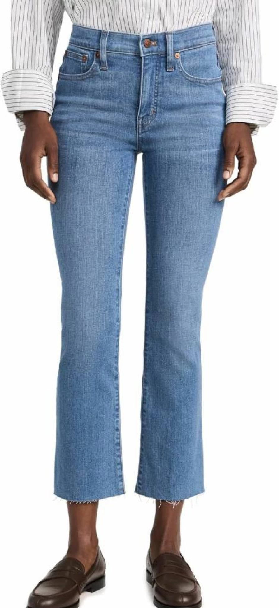 Madewell Women's Mid Rise Kick Out Jeans - Classic Fit Stretch Denim Pants for Women