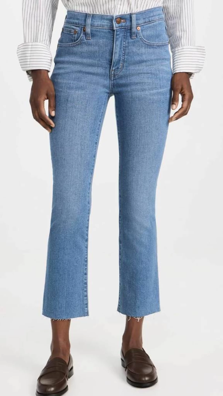 Madewell Women's Mid Rise Kick Out Jeans - Classic Fit Stretch Denim Pants for Women