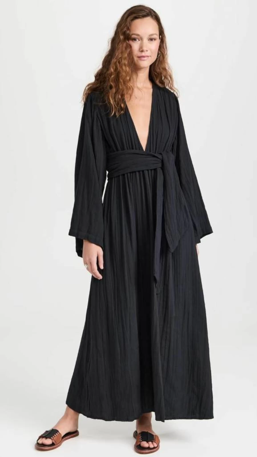 Mara Hoffman Blair Long Sleeve Deep V-Neck Maxi Dress for Women