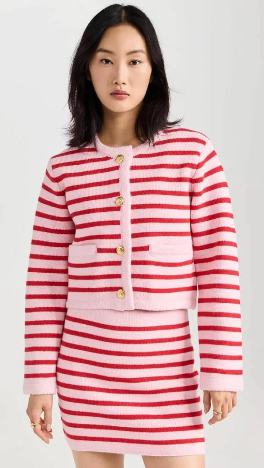 English Factory Women's Striped Knit Cardigan Sweater - Cozy Casual Long Sleeve Open Front