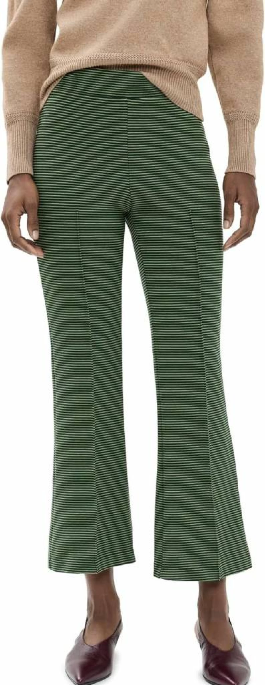 DONNI. Women's Striped Kick Flare Pants - High Waisted Stretch Comfort Fit