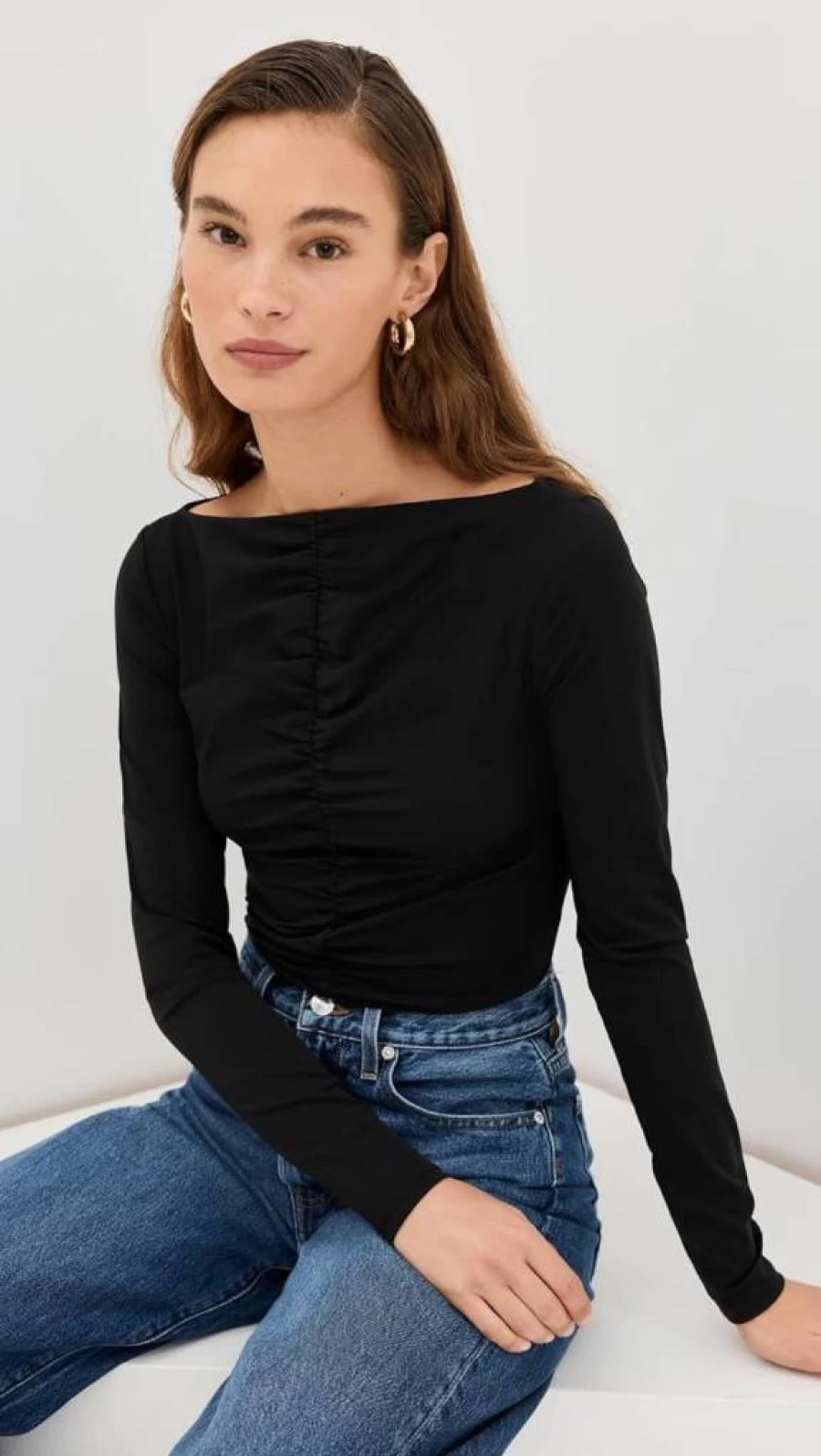 FRAME Women's Ruched Long Sleeve Blouse - Elegant Tops for Women