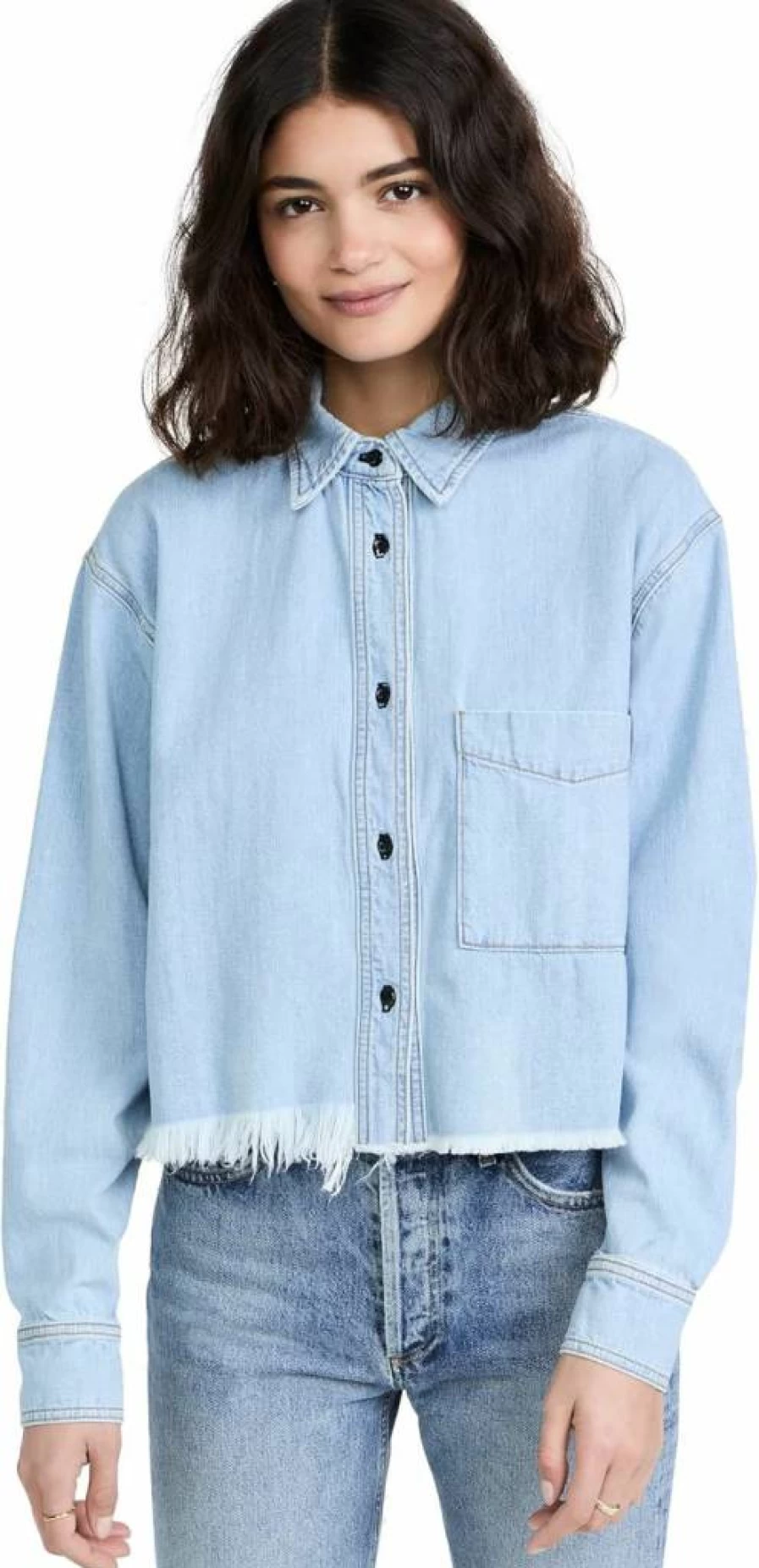 ASKK NY Women's Denim Shirt - Stylish Casual Button-Up Jean Shirt for Women