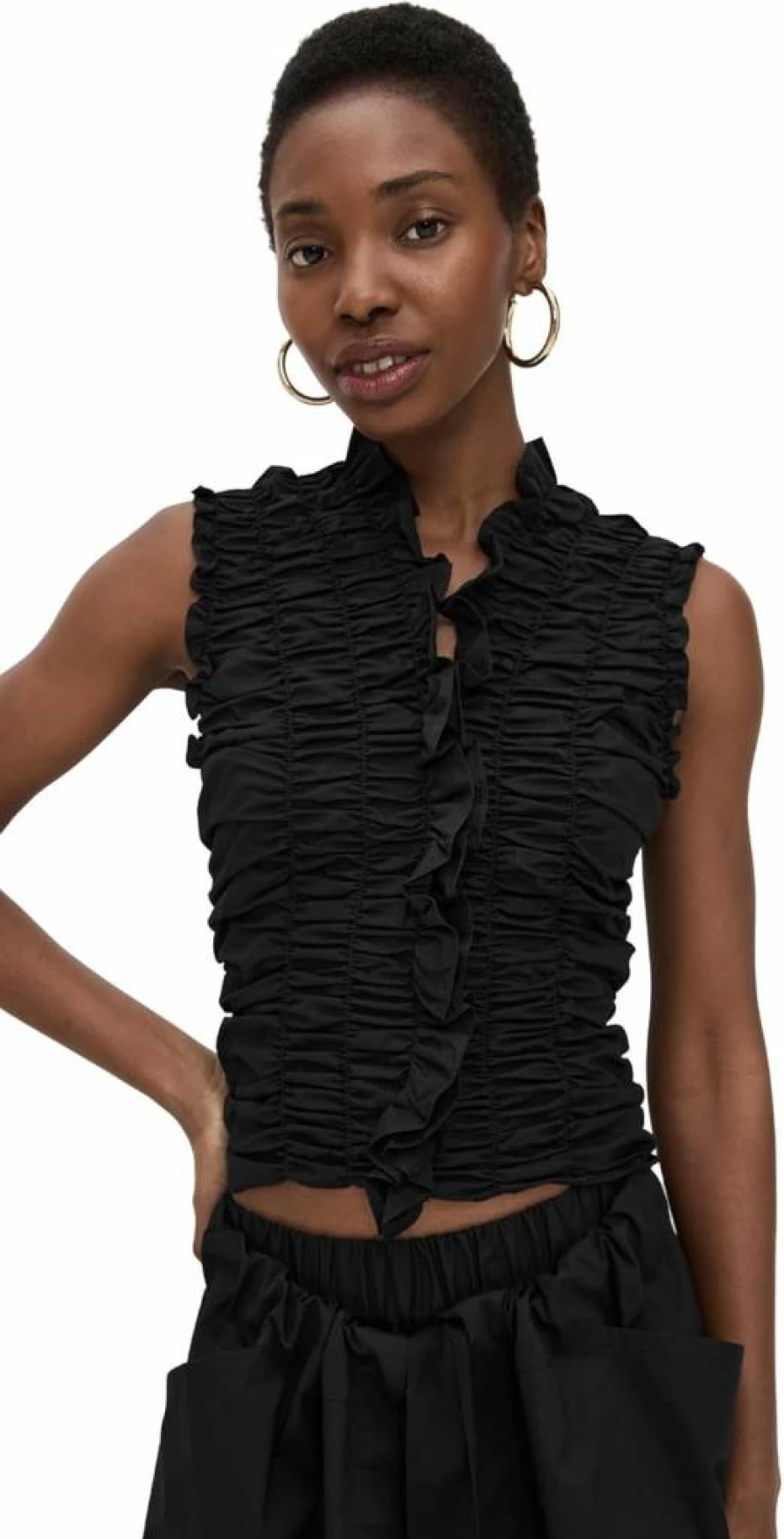 Lee Mathews Women's Wendy Ruched Blouse - Elegant Ruffle Detail Tops for Women