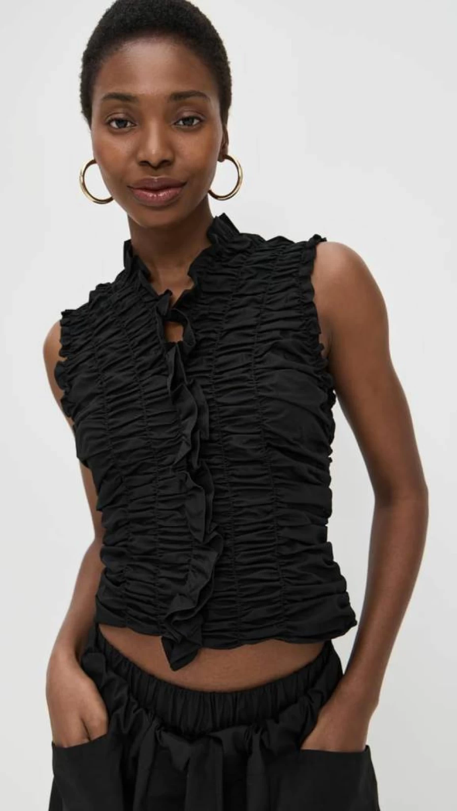 Lee Mathews Women's Wendy Ruched Blouse - Elegant Ruffle Detail Tops for Women