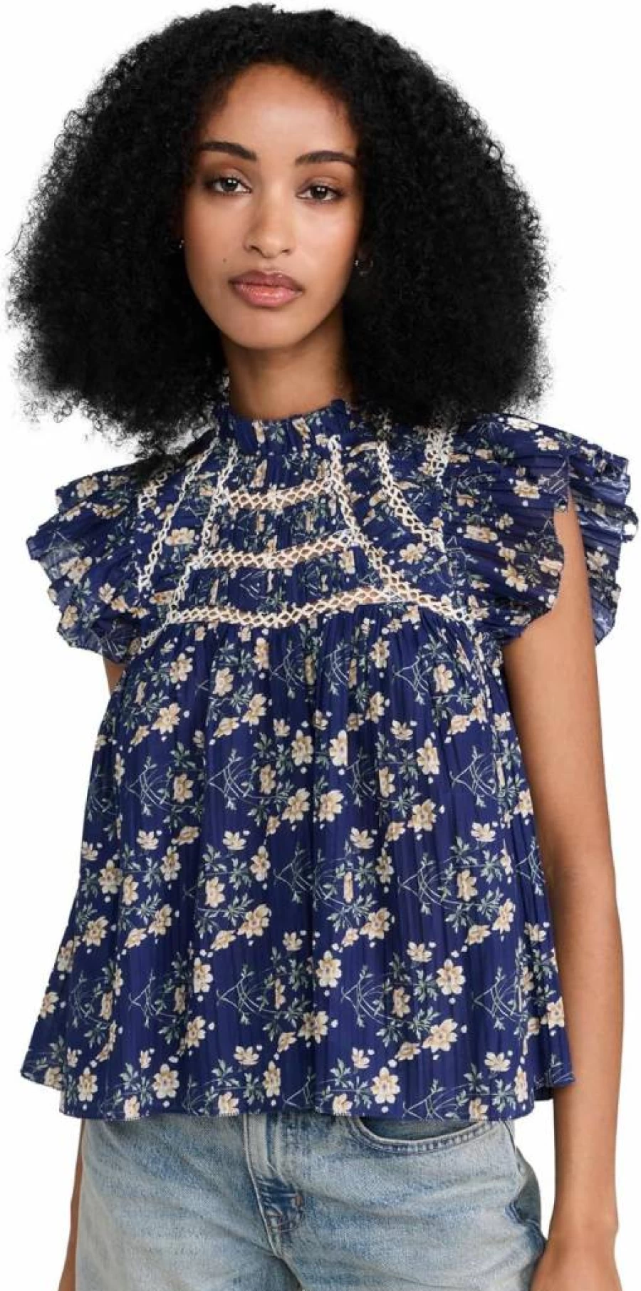Sea Women's Elizabeth Flutter Sleeve Blouse - Elegant Floral Print Summer Top