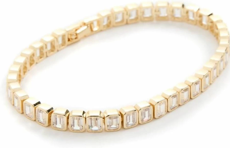 SHASHI Women's Emerald Cut Tennis Bracelet - Sterling Silver Genuine Gemstone Elegant Jewelry Gift